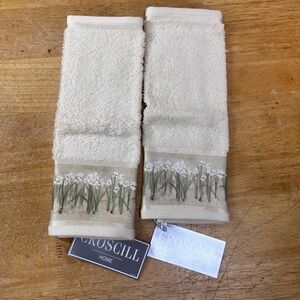 Croscill Home Cheri Blum Orchids & Narcissus Wash Cloth Set Vtg Cream 2pc NWT
